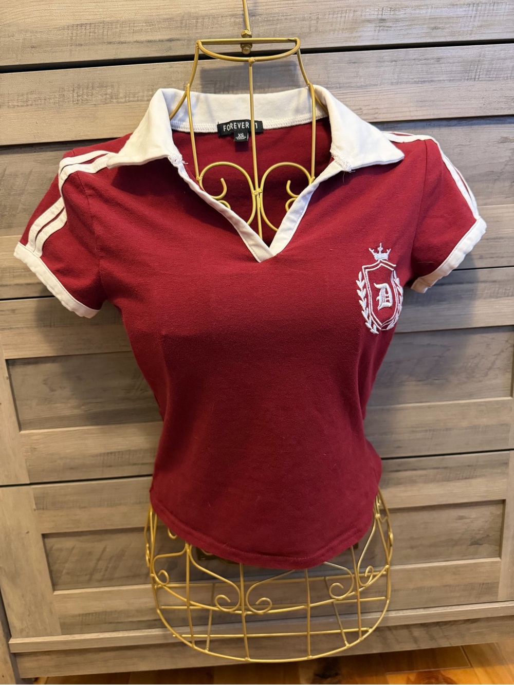 Forever 21 Polo Crop Top with White Trim